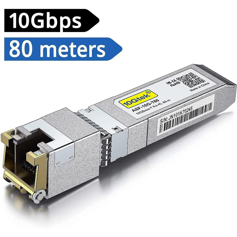 SFP+ 10GBASE-T 80M COPPER RJ-45 TRANSCEIVER